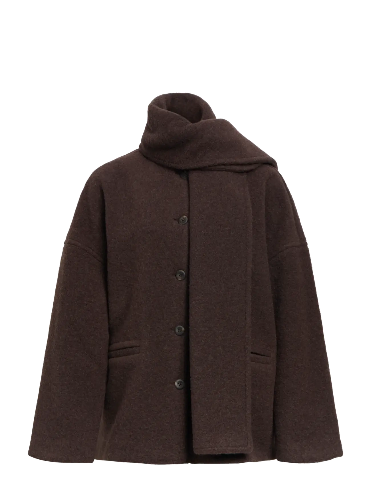 Object - OBJMAISE L/S LO SCARF JACKET NOOS - winterjacken - seal brown - 1