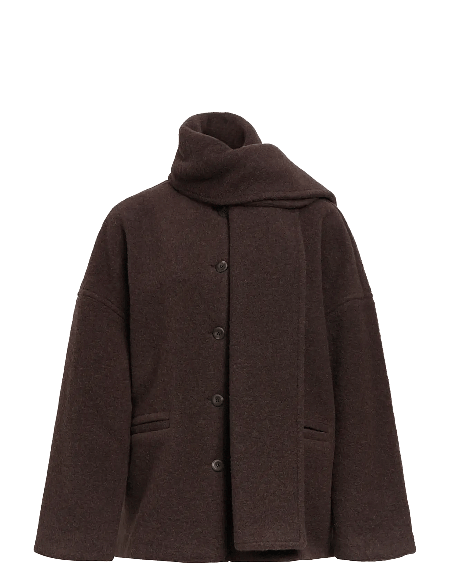 Object - OBJMAISE L/S LO SCARF JACKET NOOS - winterjacken - seal brown - 1