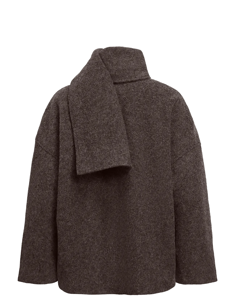 Object - OBJMAISE L/S LO SCARF JACKET NOOS - winterjacken - seal brown - 2