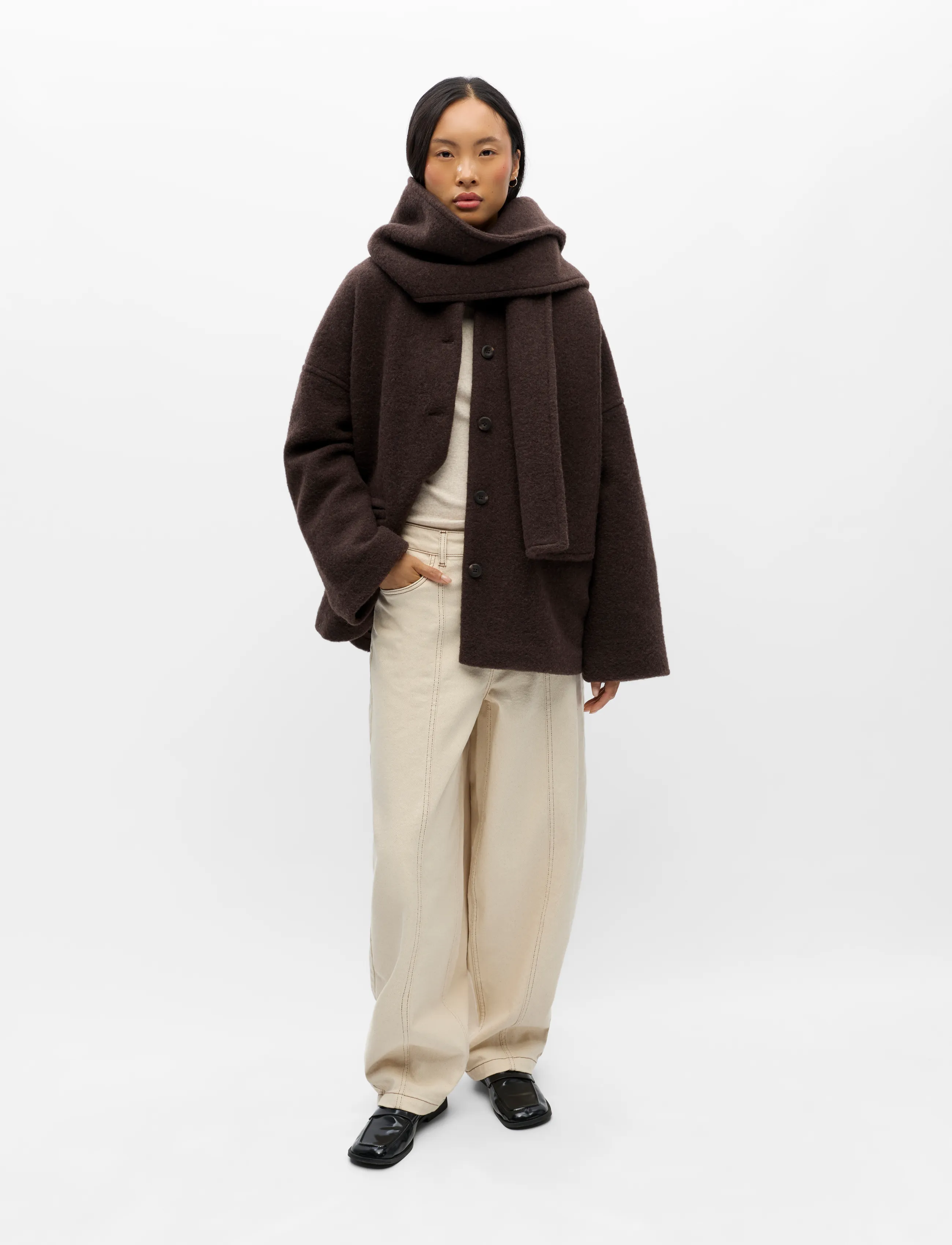 Object OBJMAISE L/S LO SCARF JACKET NOOS - Jacken - SEAL BROWN / brown