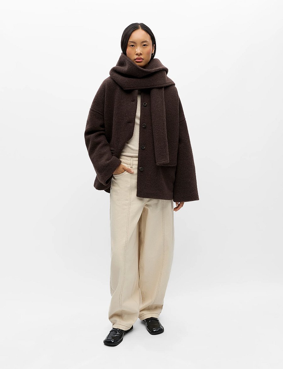 Object - OBJMAISE L/S LO SCARF JACKET NOOS - winterjacken - seal brown - 0