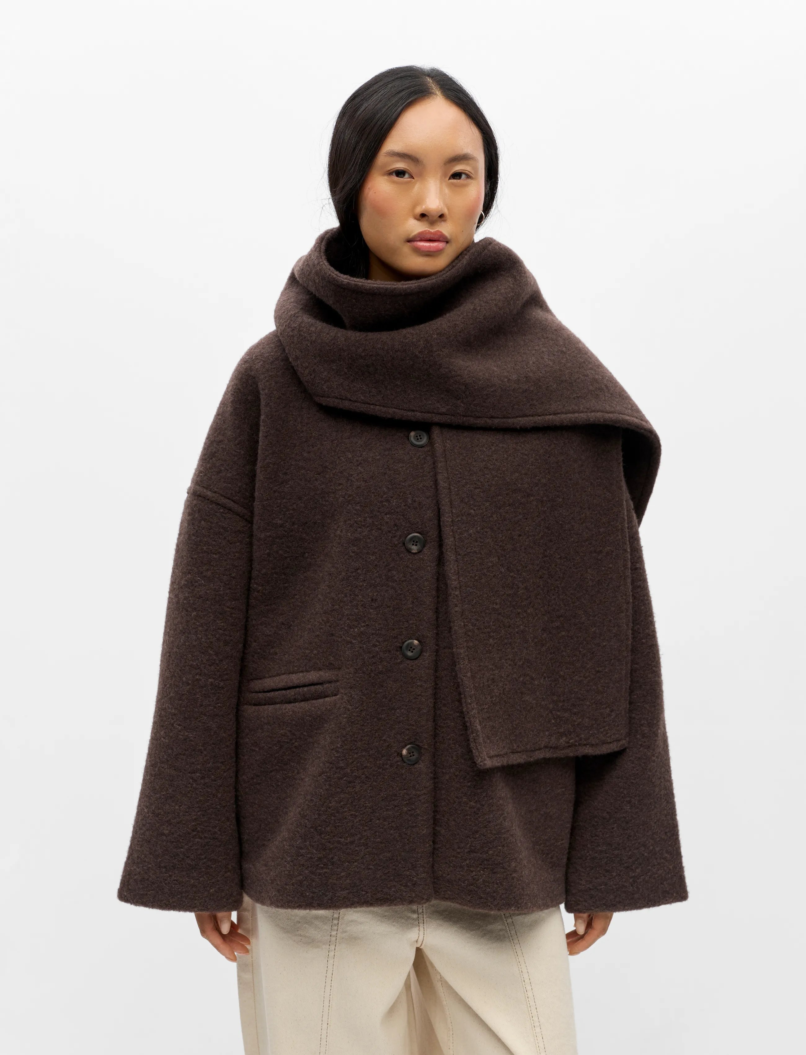 Object - OBJMAISE L/S LO SCARF JACKET NOOS - winterjacken - seal brown - 5