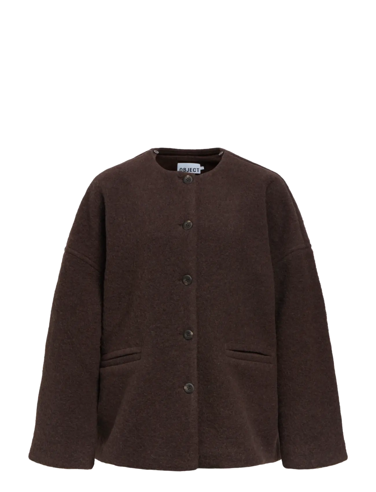Object - OBJMAISE L/S LO SCARF JACKET NOOS - winterjacken - seal brown - 3