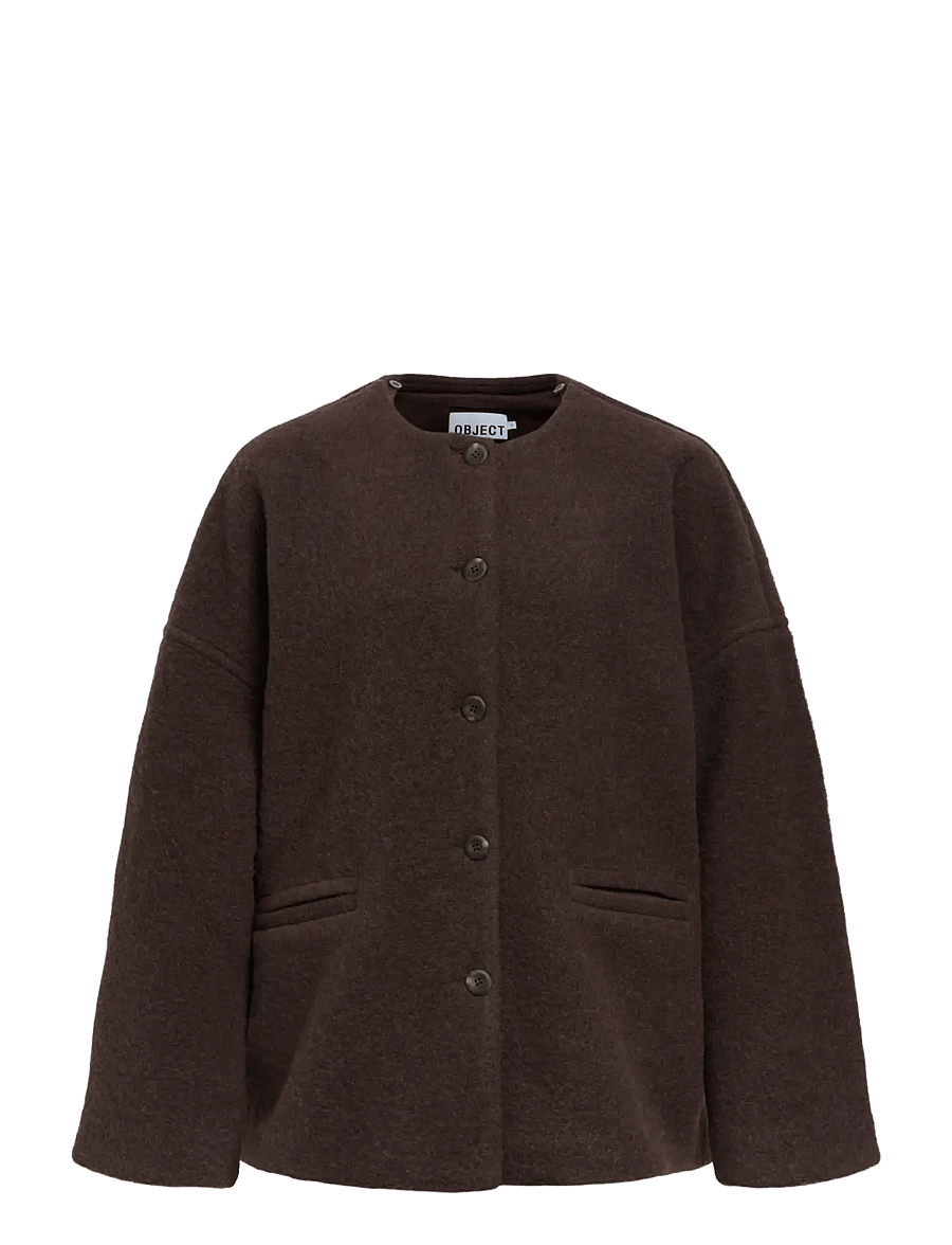 Object - OBJMAISE L/S LO SCARF JACKET NOOS - winterjacken - seal brown - 3