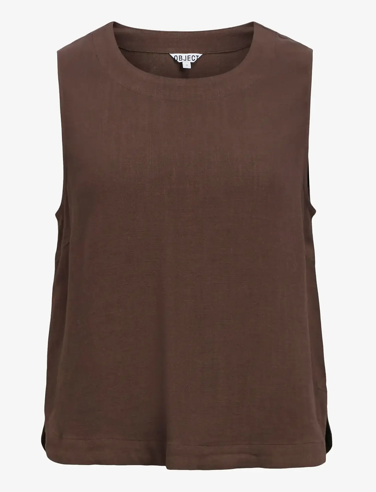 Object - OBJSANNE ROSIE S/L LO TOP NOOS - sleeveless tops - seal brown - 1