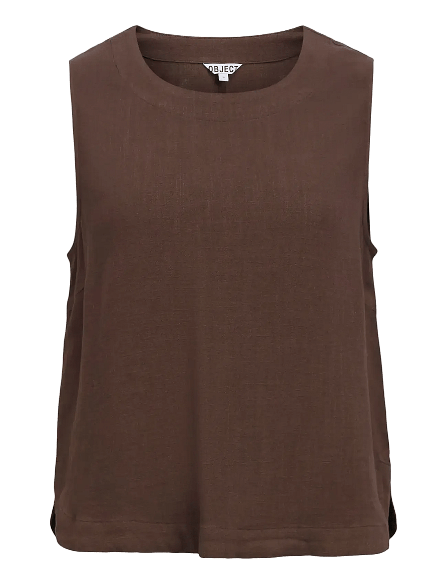 Object - OBJSANNE ROSIE S/L LO TOP NOOS - hauts sans manches - seal brown - 1