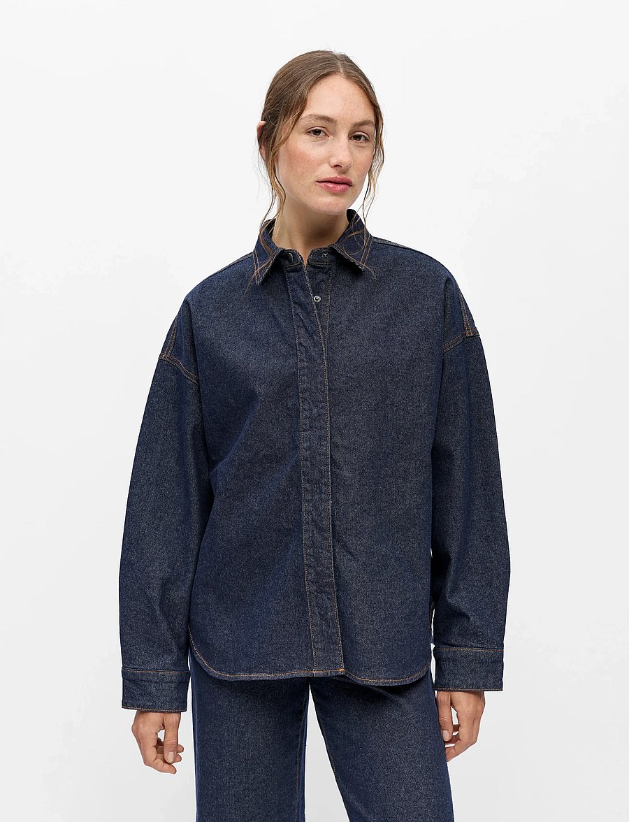 Object - OBJSOLE MAE L/S LO DENIM SHIRT NOOS - dark blue denim - 4