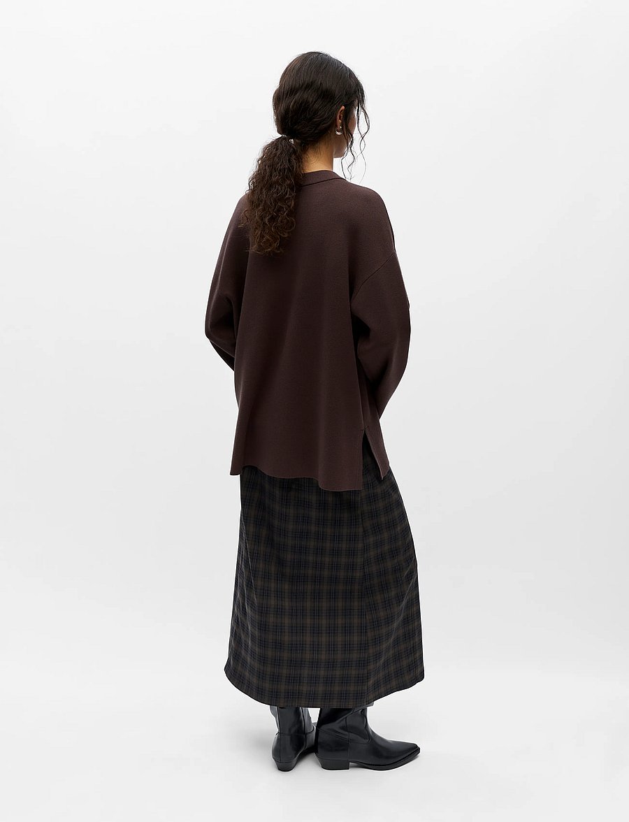 Object - OBJREYNARD L/S LO KNIT PULLOVER NOOS - striktrøjer - seal brown - 2