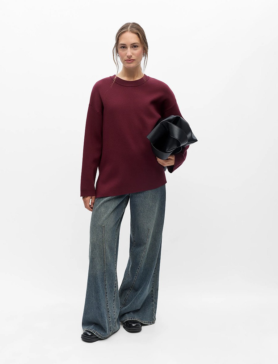 Object - OBJREYNARD L/S LO KNIT PULLOVER NOOS - pullover - windsor wine - 0