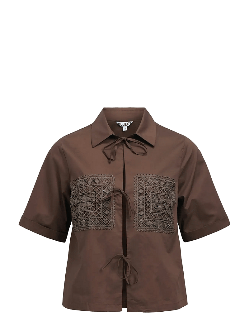 Object - OBJDIDDE HOPE 2/4 RE SHIRT 145 - kortærmede skjorter - seal brown - 1