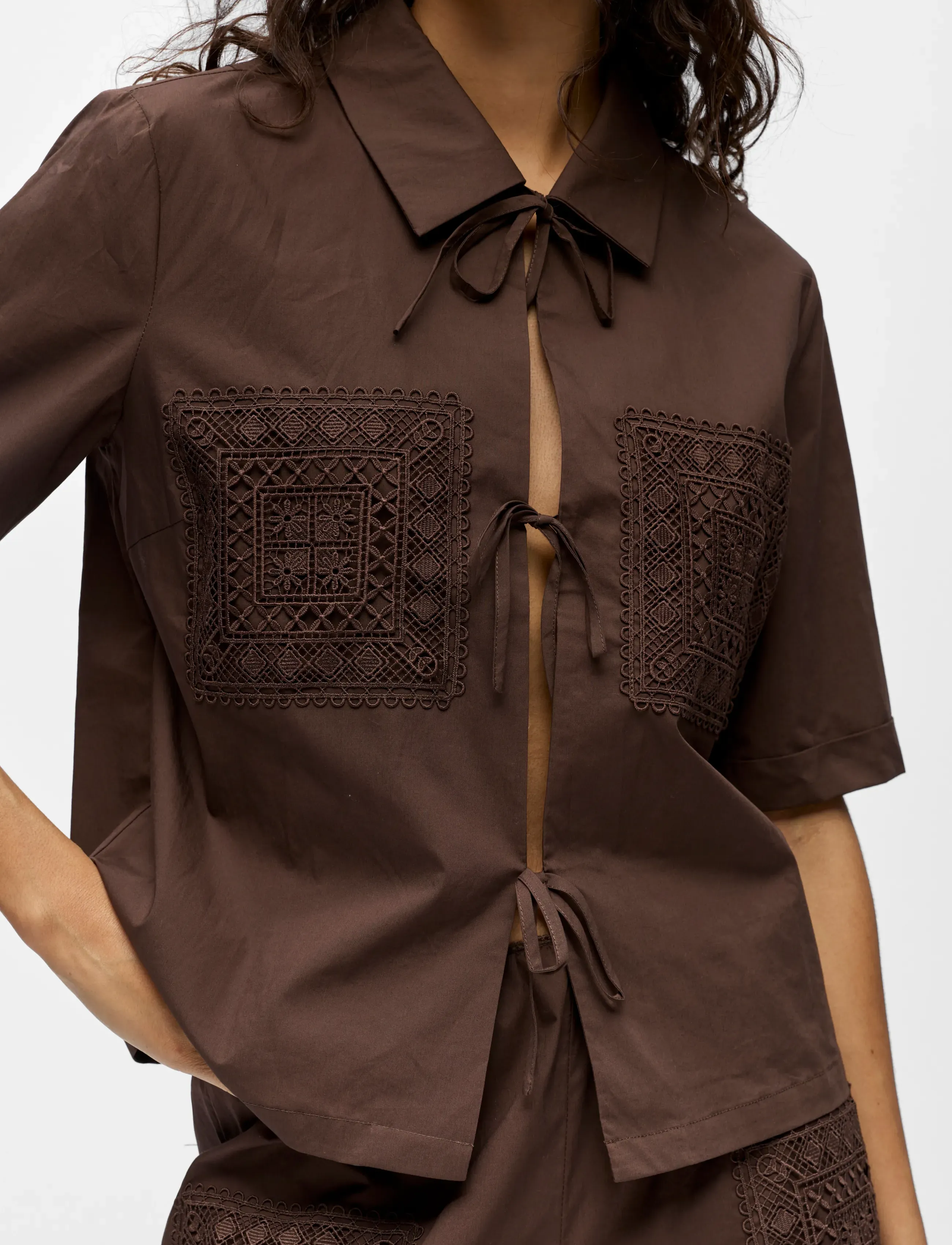 Object - OBJDIDDE HOPE 2/4 RE SHIRT 145 - kurzärmlige hemden - seal brown - 3