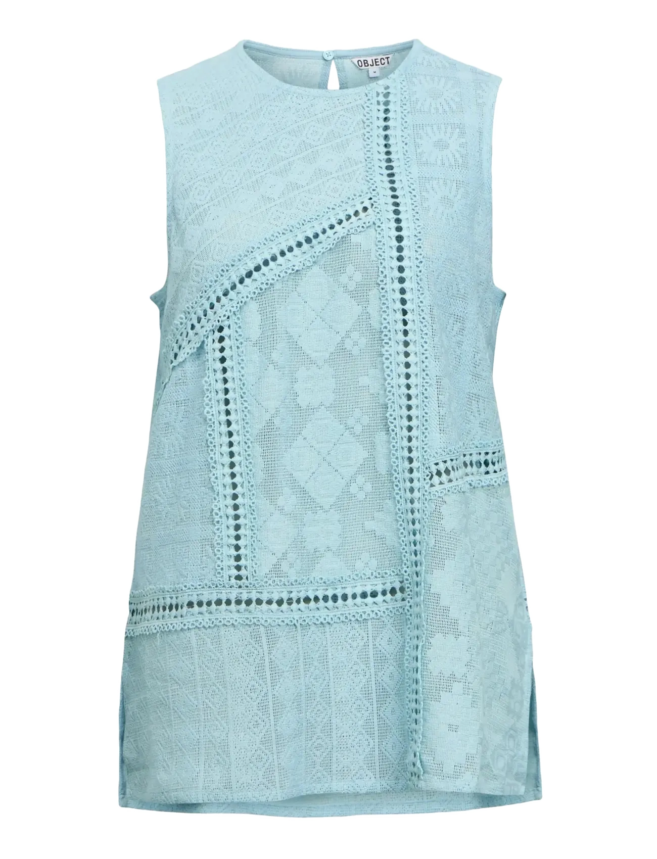 Object Objmiona S/L Long Lo Top 145, XL, T-shirts & Oberteile, Blau - Sleeveless, Frauen