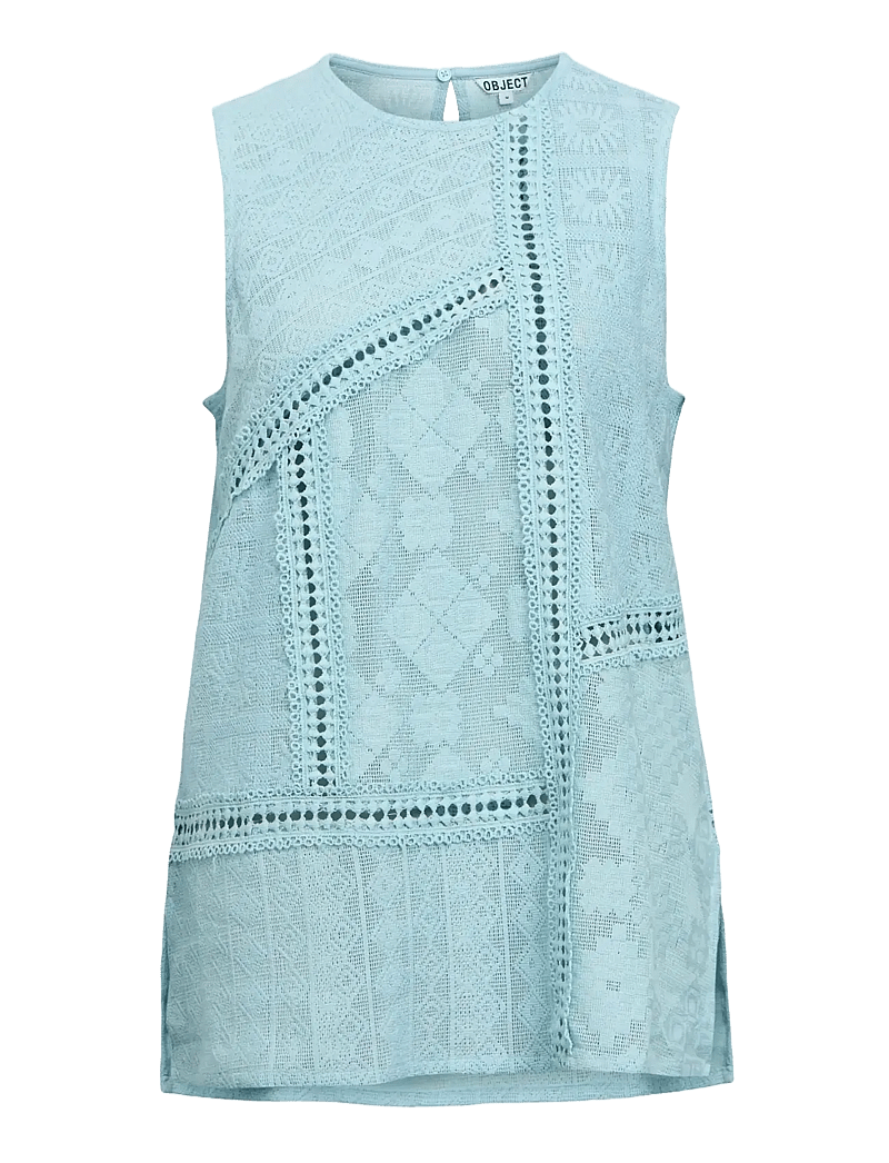 Object - OBJMIONA S/L LONG LO TOP 145 - sleeveless tops - winter sky - 0