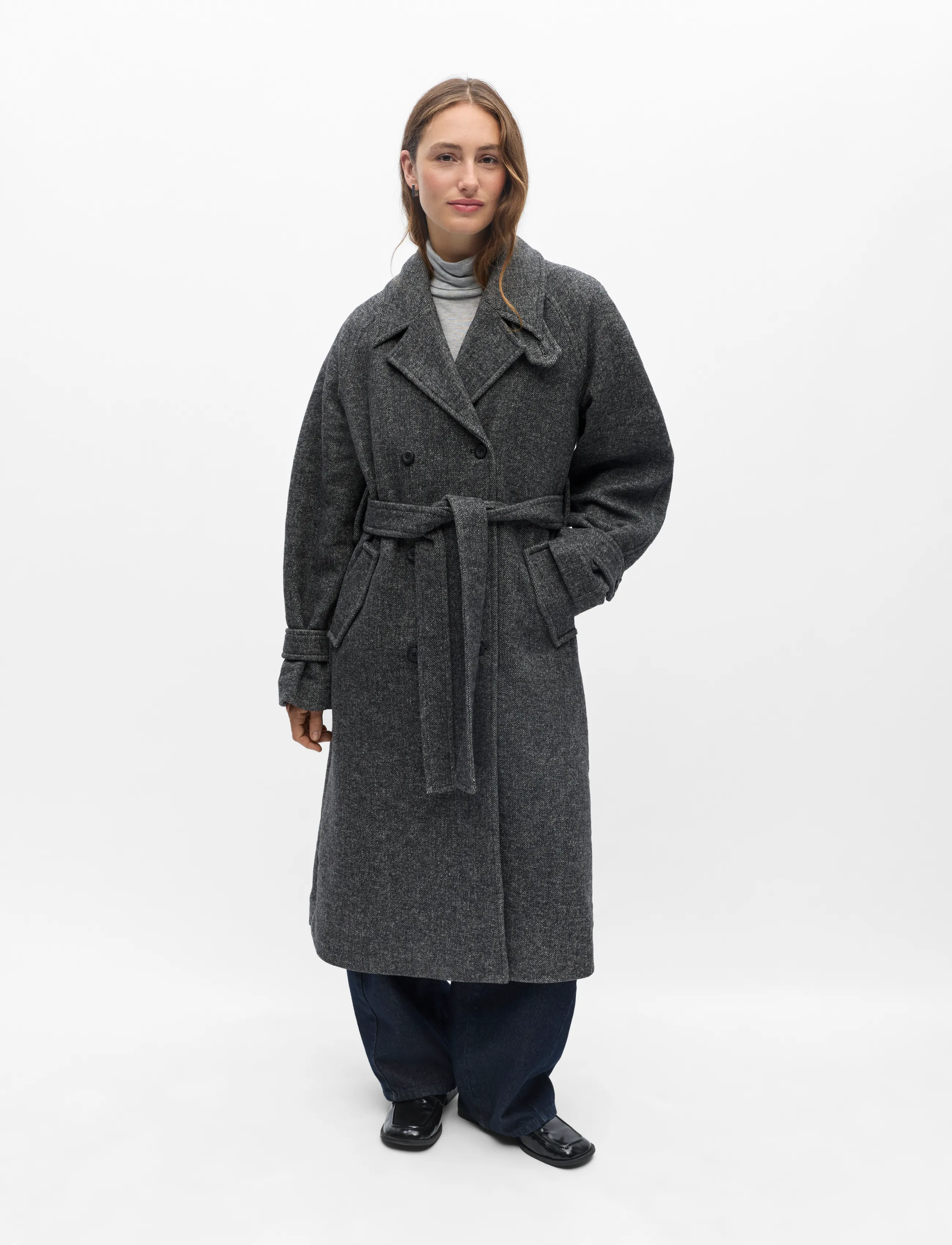 Object OBJRIKI L/S RE LONG COAT DIV - Neuheiten - BLACK / grey