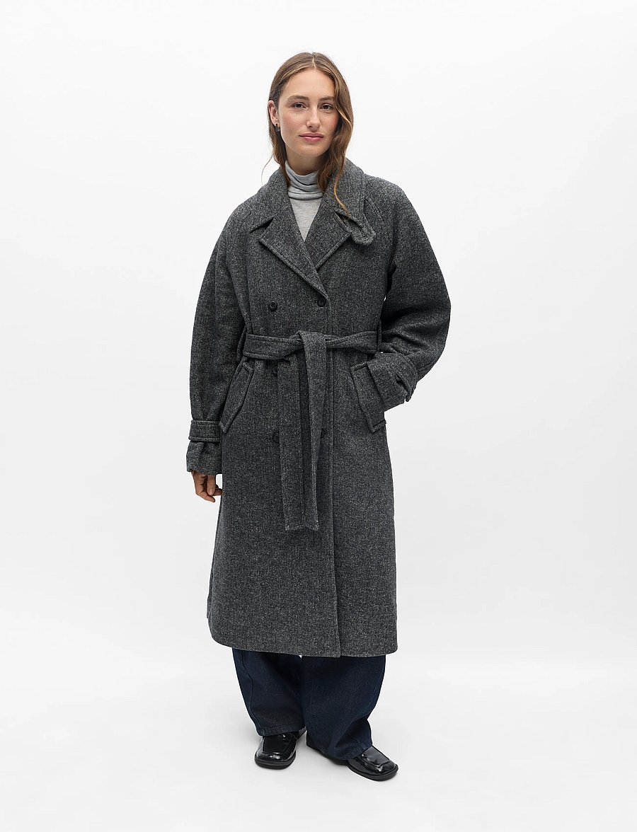 Object - OBJRIKI L/S RE LONG COAT DIV - winterjacken - black - 0