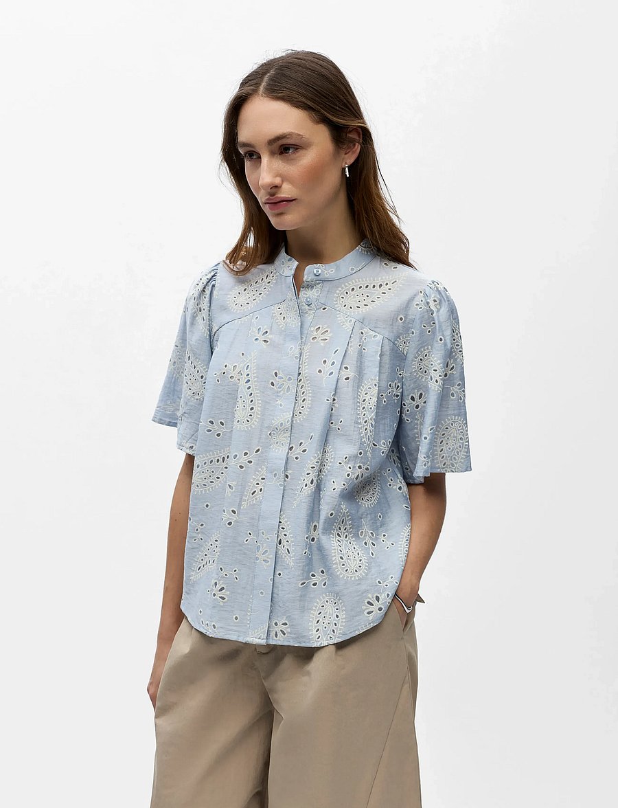 Object - OBJVIOLA S/S TOP E VIP 26 - blouses à manches courtes - kentucky blue - 0