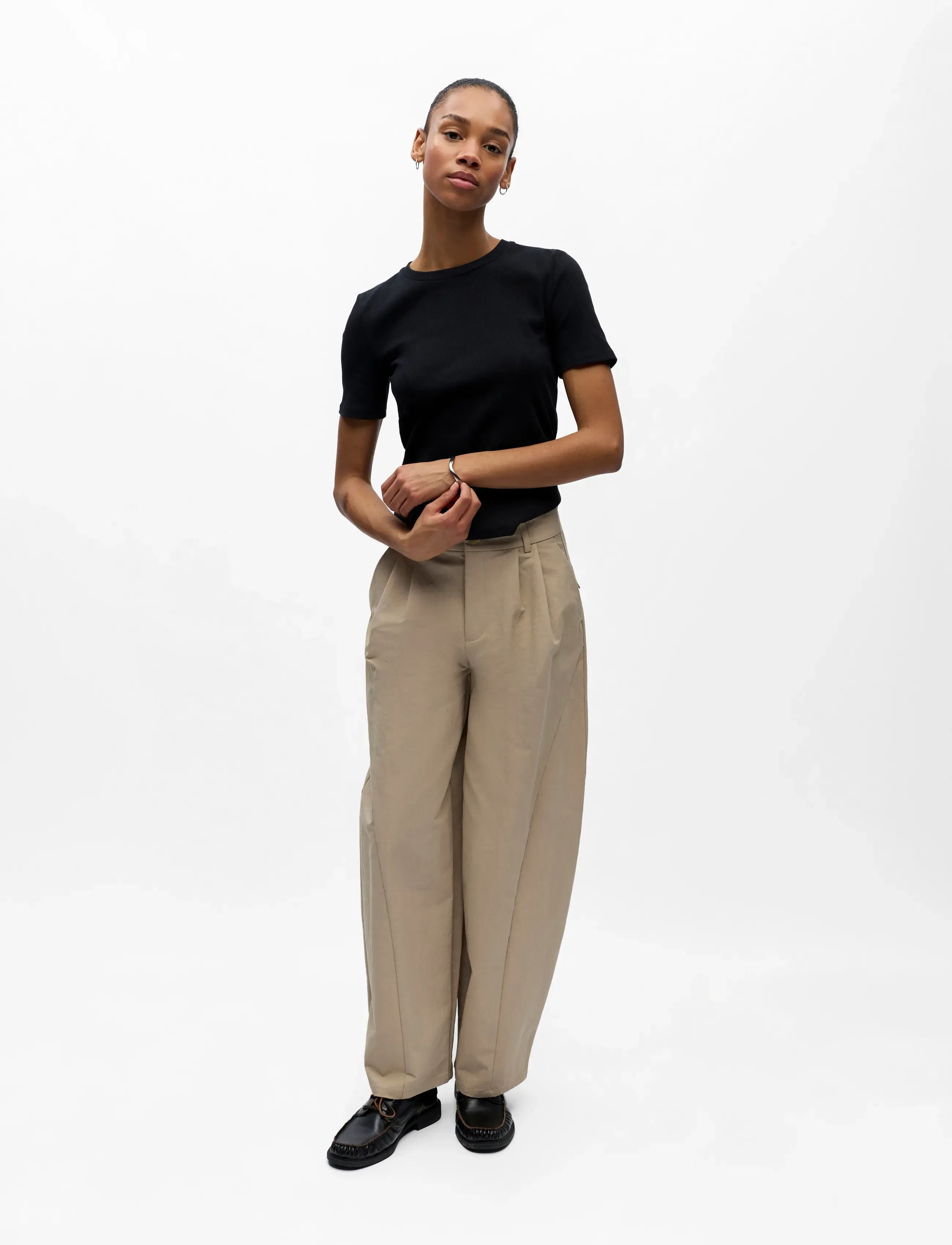 Object Objtanya Mw Barrel Pant E Vip 26, 34, Trousers, Beige - Frauen