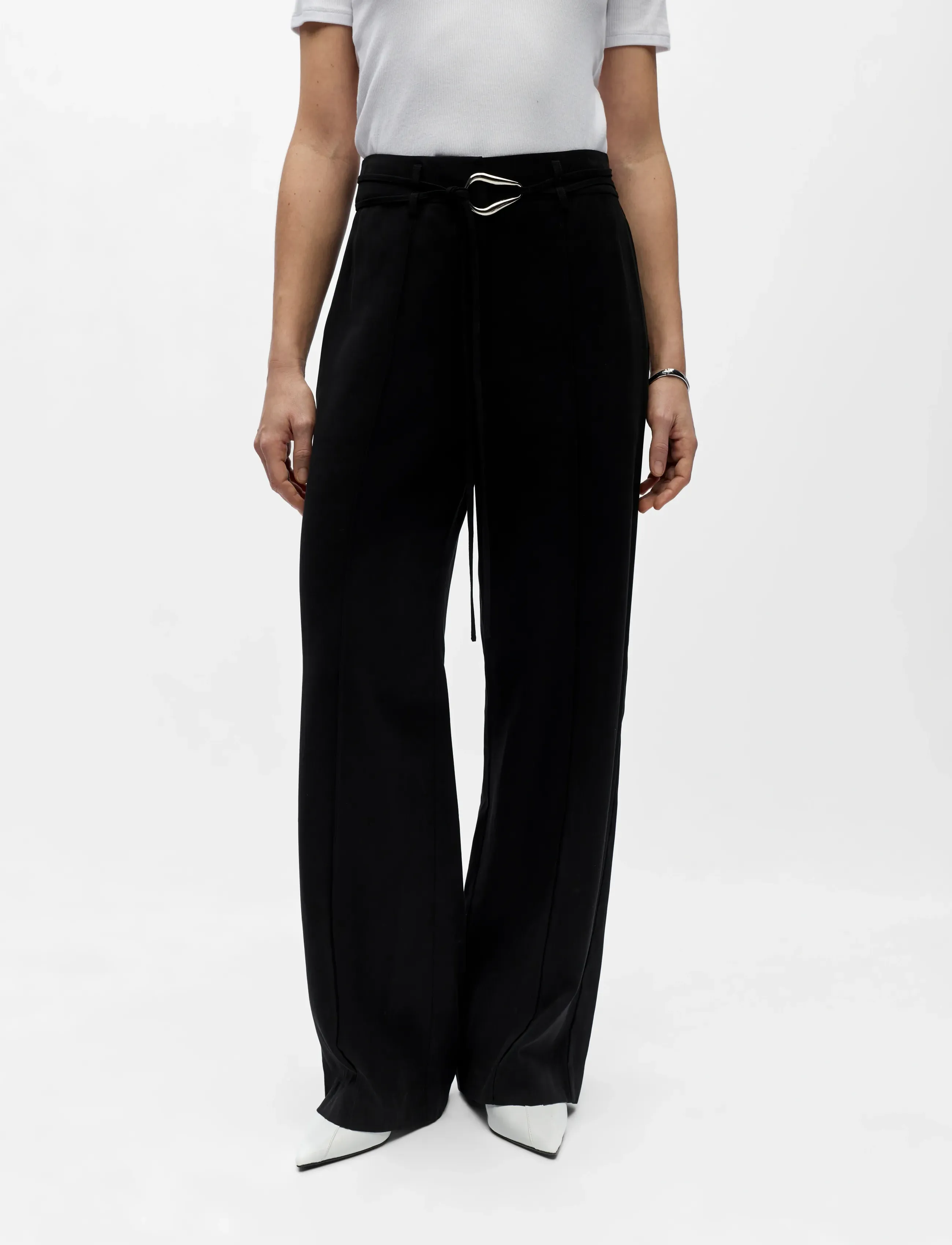Object Objmabel Mw Lo Pant E Vip 26, 36, Trousers, Schwarz - Wide Leg, Frauen