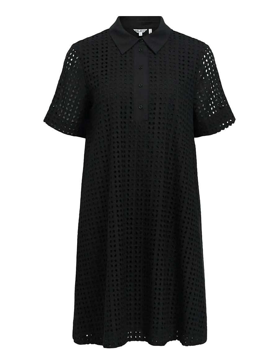 Object - OBJWINNIE S/S SHIRT DRESS E VIP 26 - skjortklänningar - black - 1