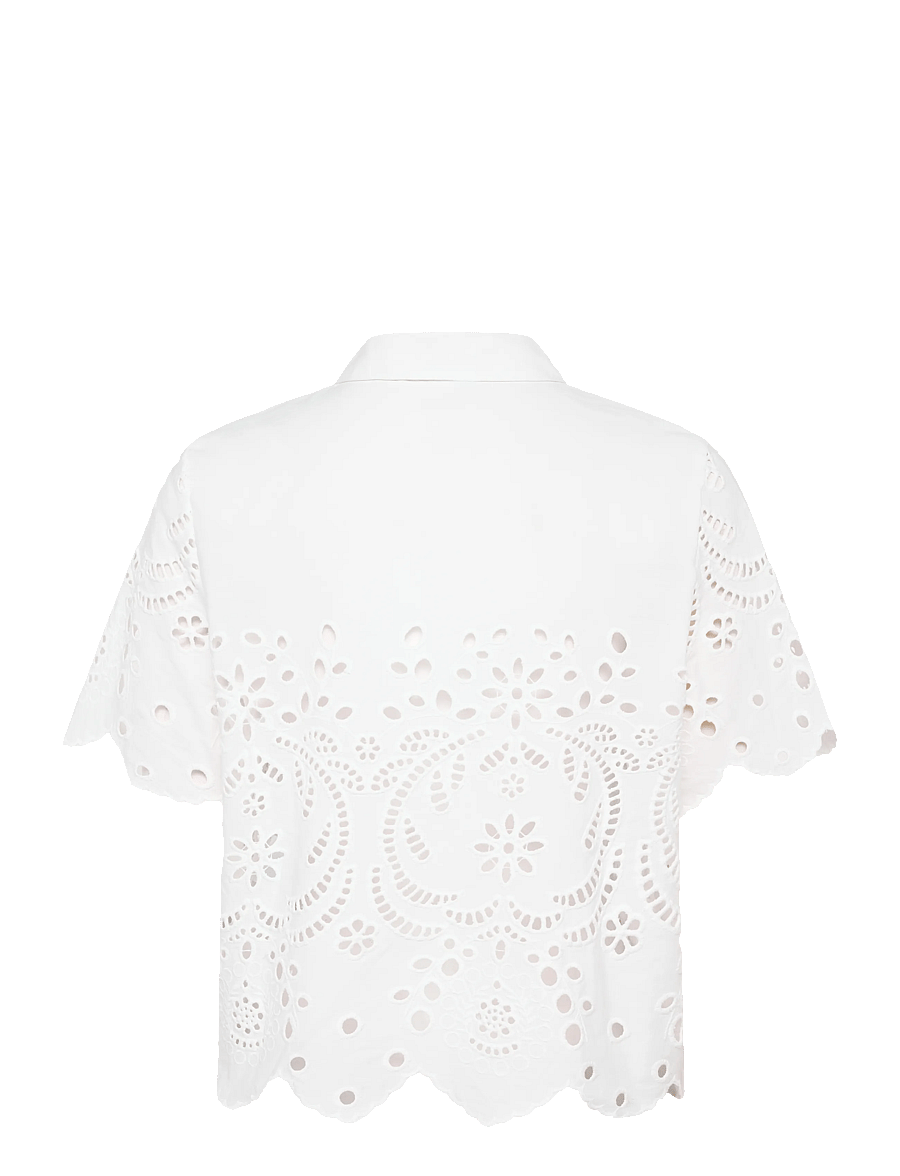 Object - OBJELENA S/S CROP TOP E REP - kortärmade skjortor - cloud dancer - 2