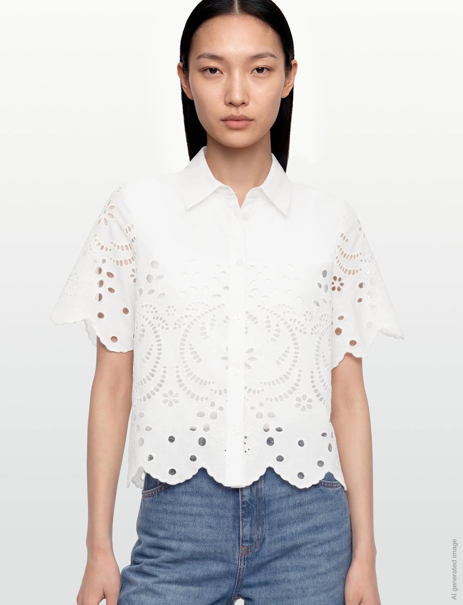 Object - OBJELENA S/S CROP TOP E REP - kortärmade skjortor - cloud dancer - 3
