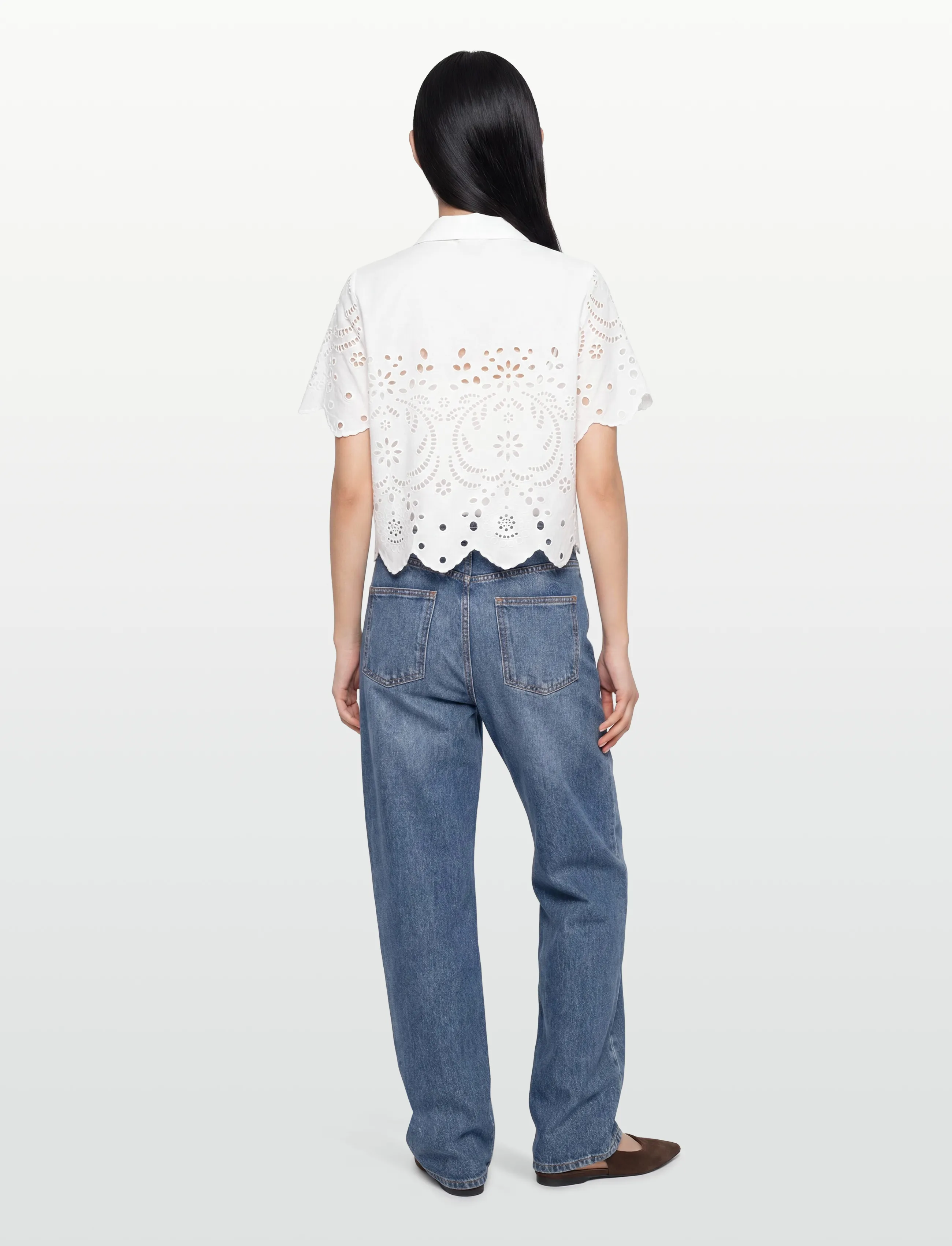 Object - OBJELENA S/S CROP TOP E REP - kortärmade skjortor - cloud dancer - 4