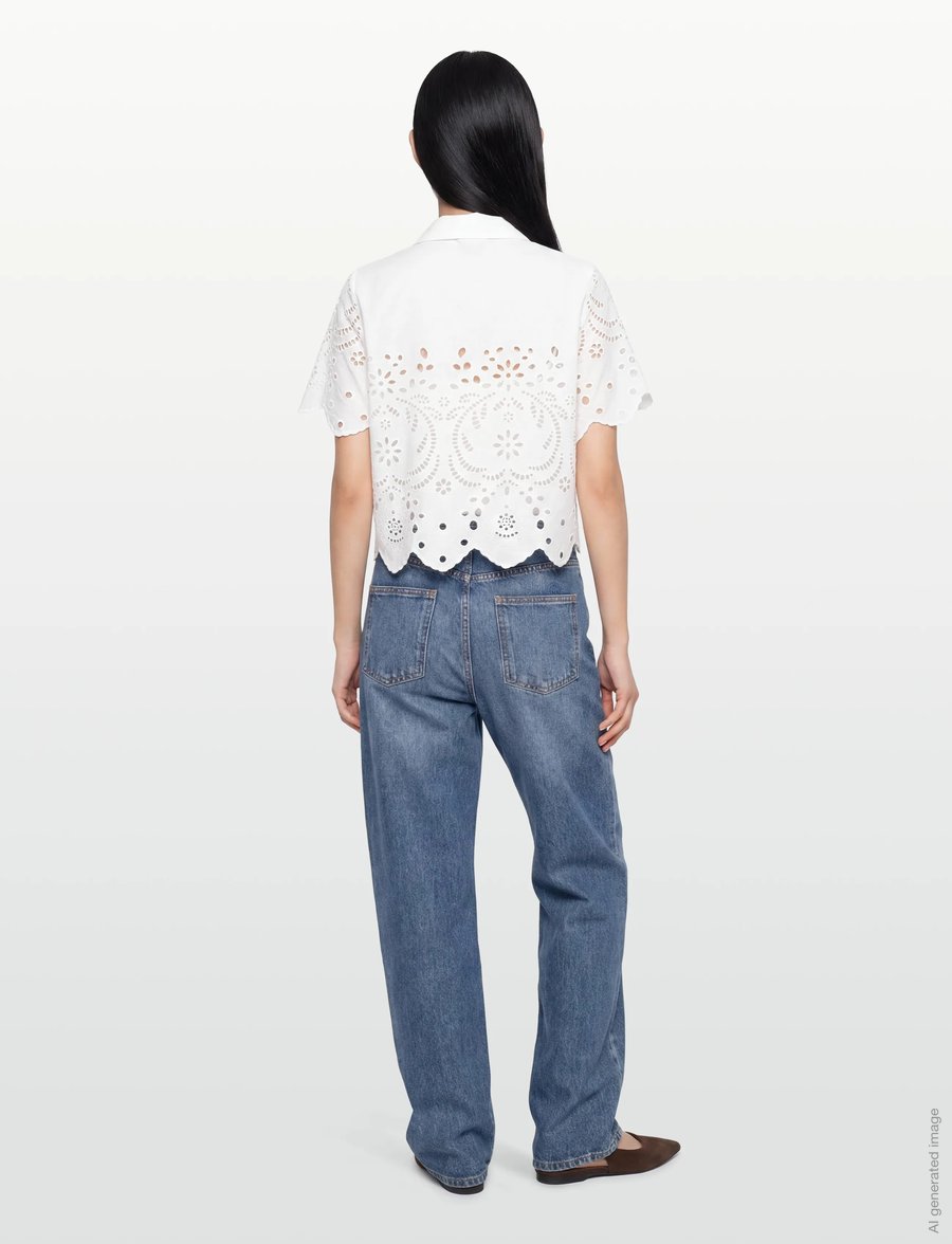 Object - OBJELENA S/S CROP TOP E REP - kortärmade skjortor - cloud dancer - 4