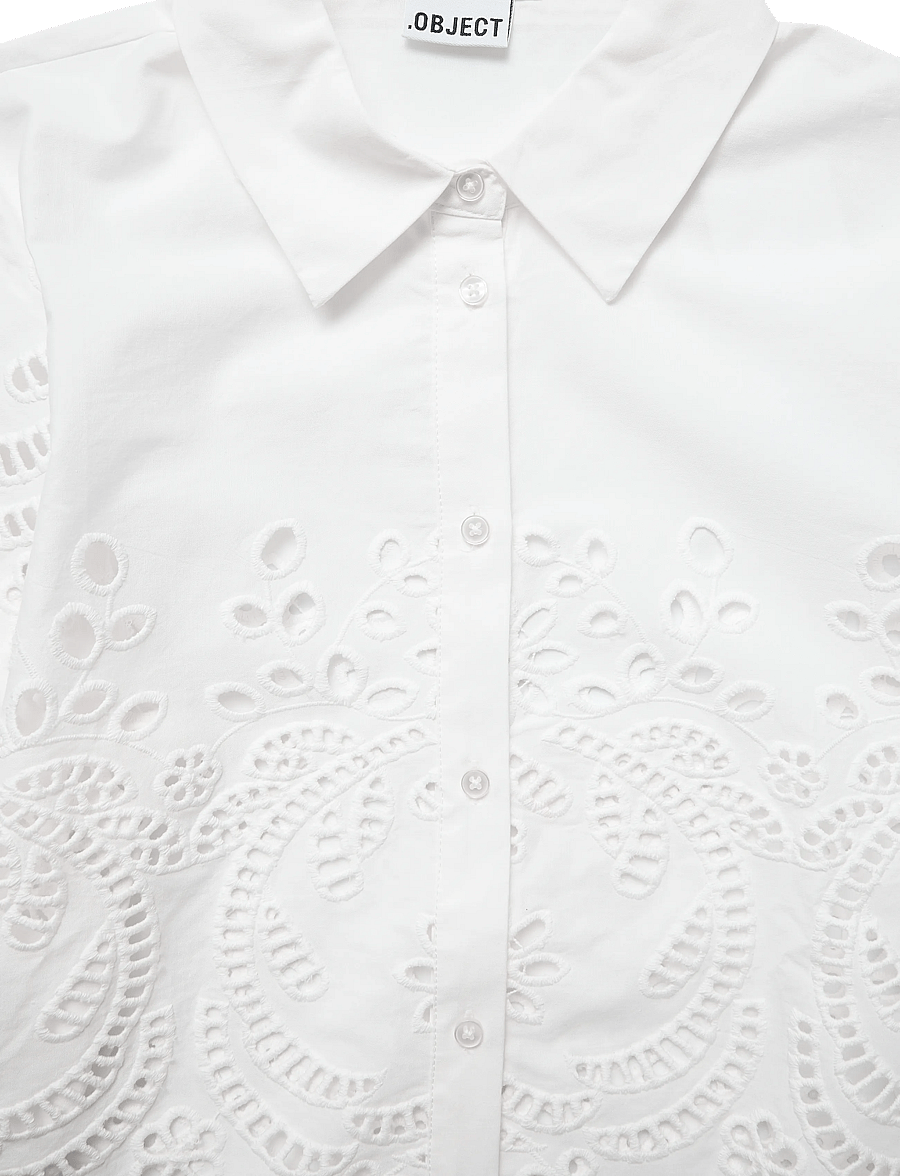 Object - OBJELENA S/S CROP TOP E REP - kortärmade skjortor - cloud dancer - 5