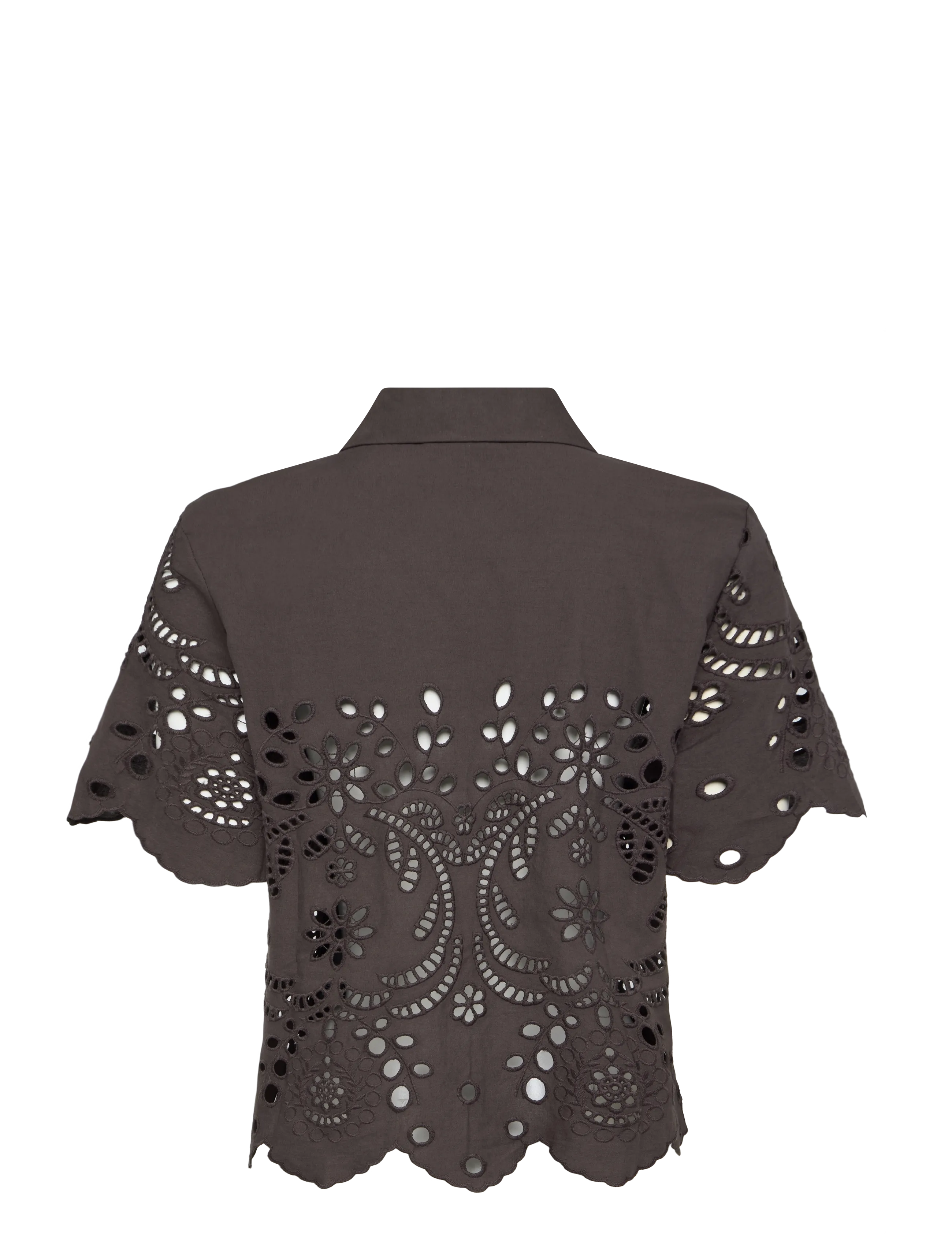 Object - OBJELENA S/S CROP TOP E REP - seal brown - 2