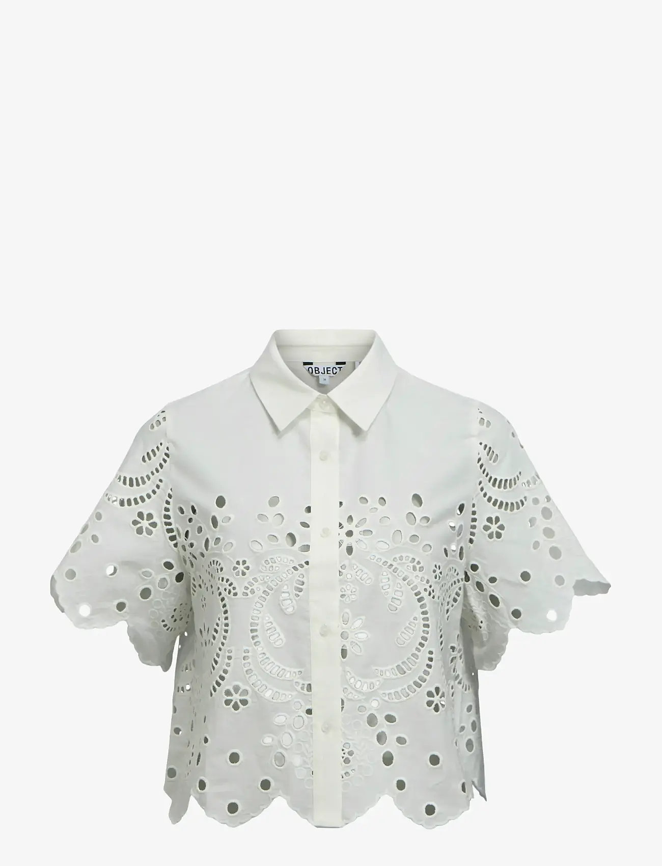 Object - OBJELENA S/S CROP TOP E VIP 26 - short-sleeved shirts - white - 1