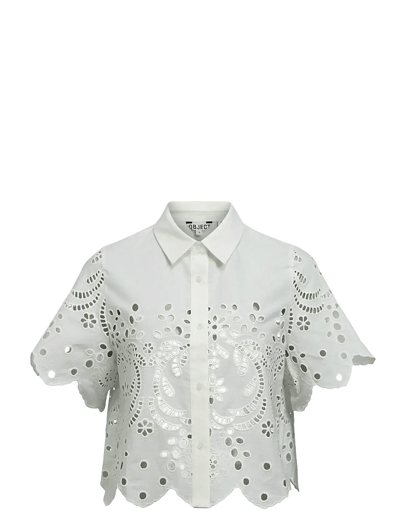 Object - OBJELENA S/S CROP TOP E VIP 26 - short-sleeved shirts - white - 1