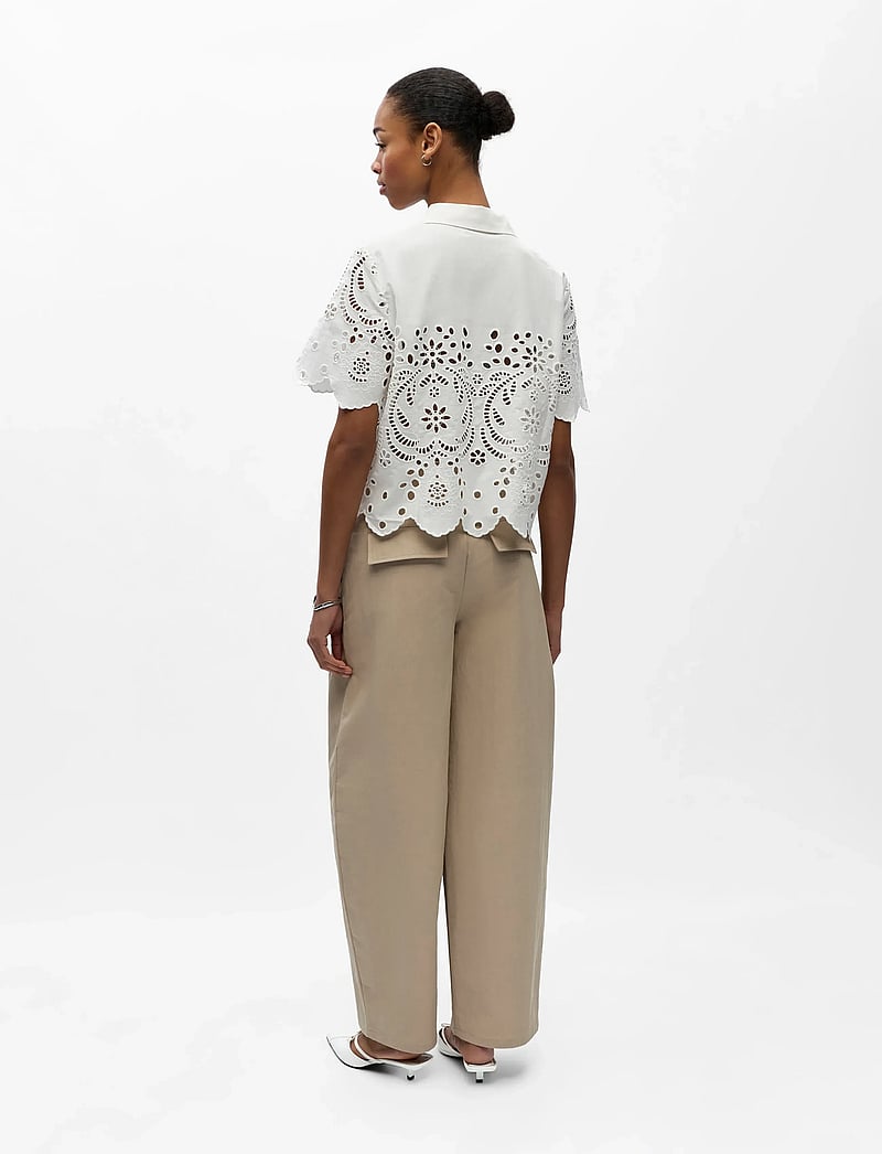 Object - OBJELENA S/S CROP TOP E VIP 26 - short-sleeved shirts - white - 2