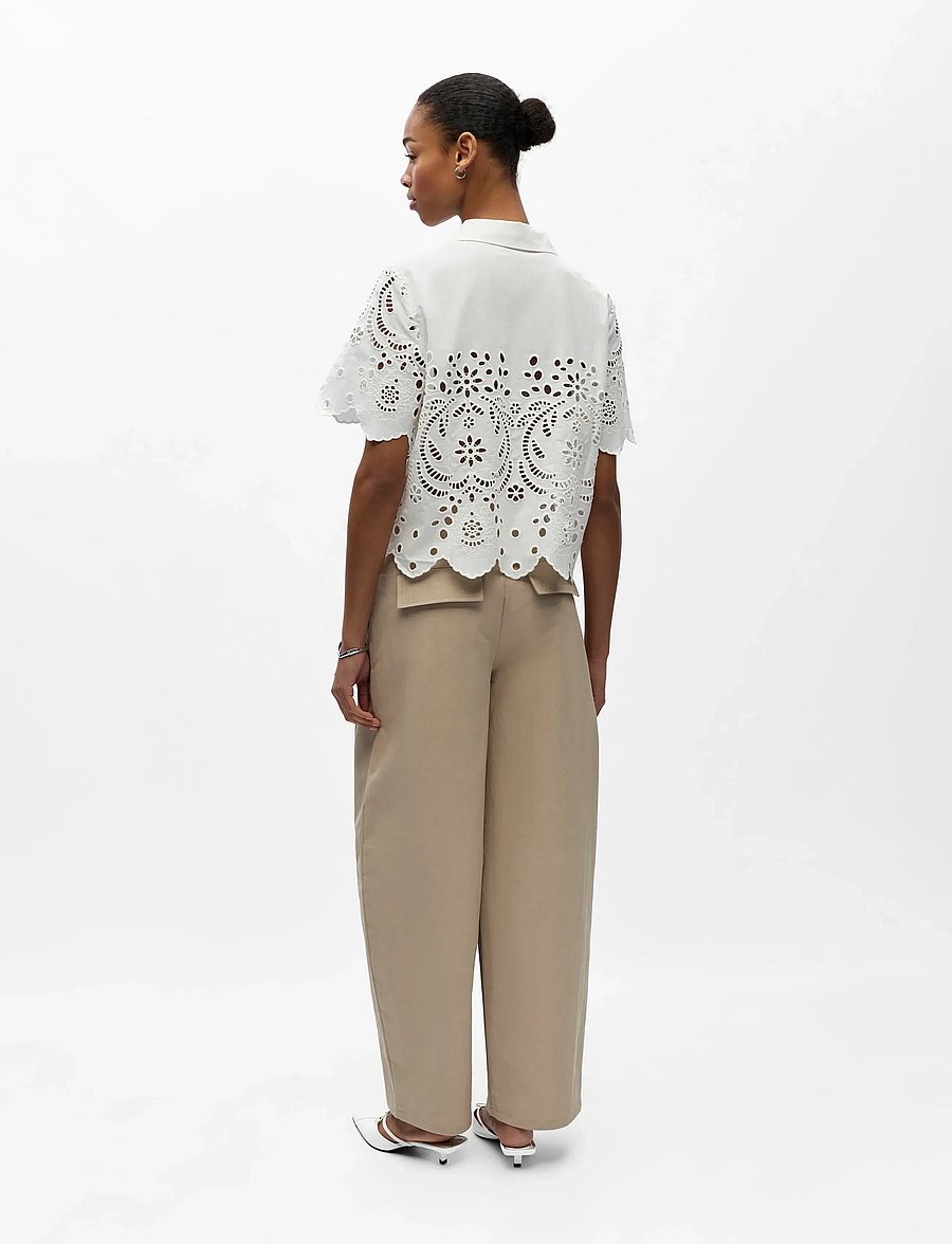 Object - OBJELENA S/S CROP TOP E REP - white - 2