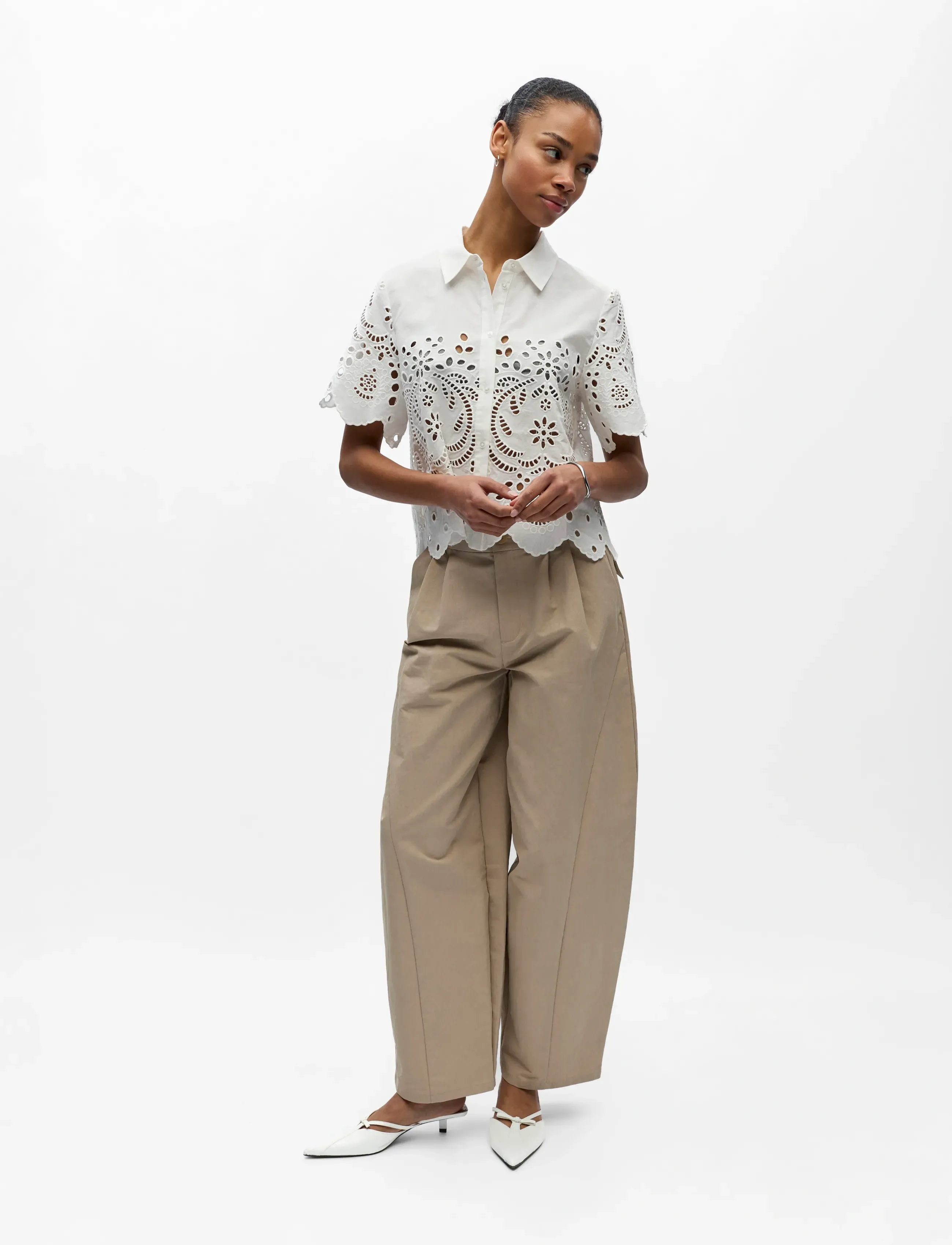 Object - OBJELENA S/S CROP TOP E VIP 26 - white - 4