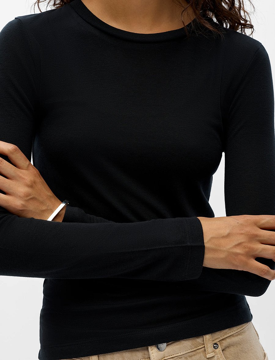 Object - OBJALMA LS RE TOP NOOS - langärmlige tops - black - 3