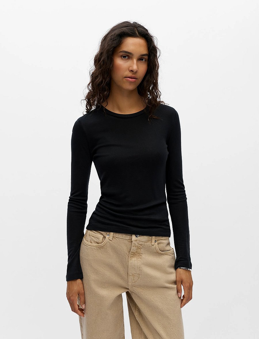 Object - OBJALMA LS RE TOP NOOS - langärmlige tops - black - 4