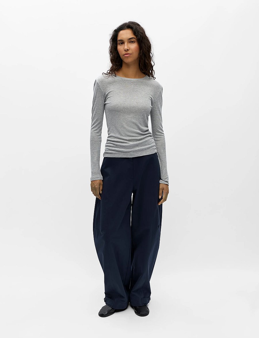 Object - OBJALMA LS RE TOP NOOS - pikkade varrukatega topid - medium grey melange - 0