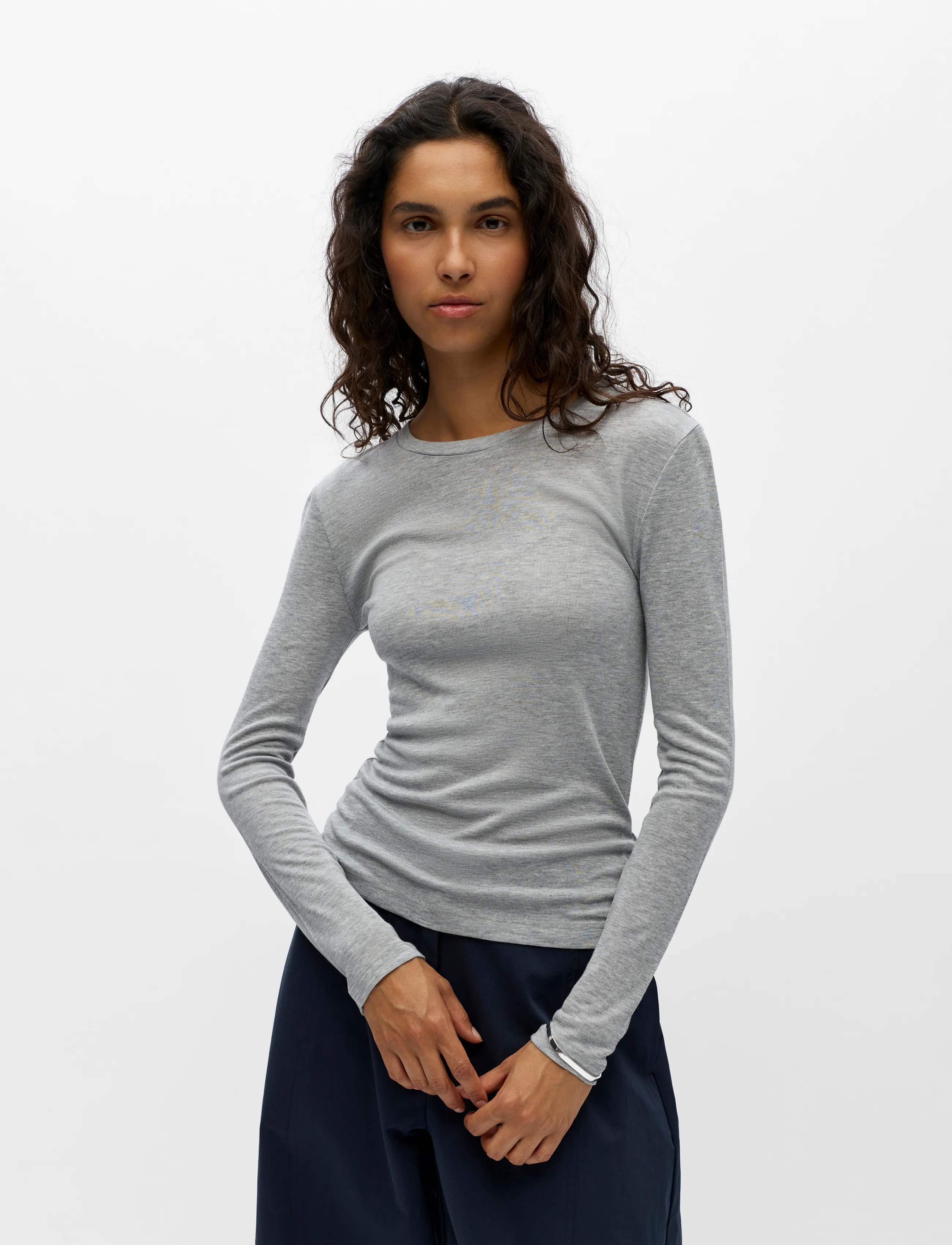 Object - OBJALMA LS RE TOP NOOS - medium grey melange - 3