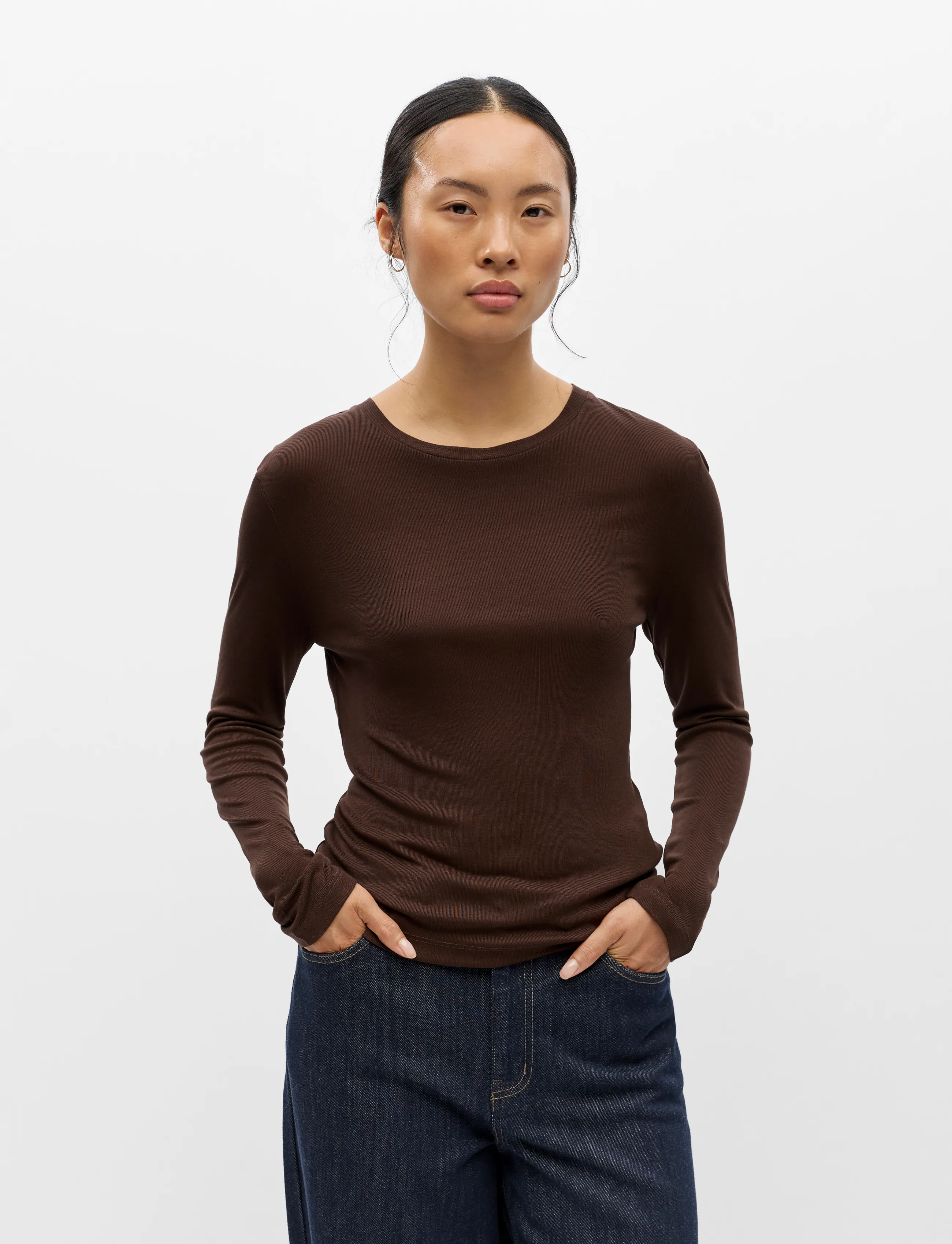 Object - OBJALMA LS RE TOP NOOS - pitkähihaiset paidat - seal brown - 3