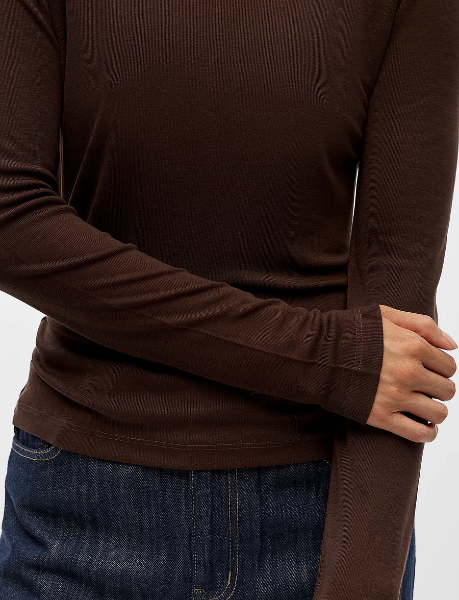 Object - OBJALMA LS RE TOP NOOS - pitkähihaiset paidat - seal brown - 4