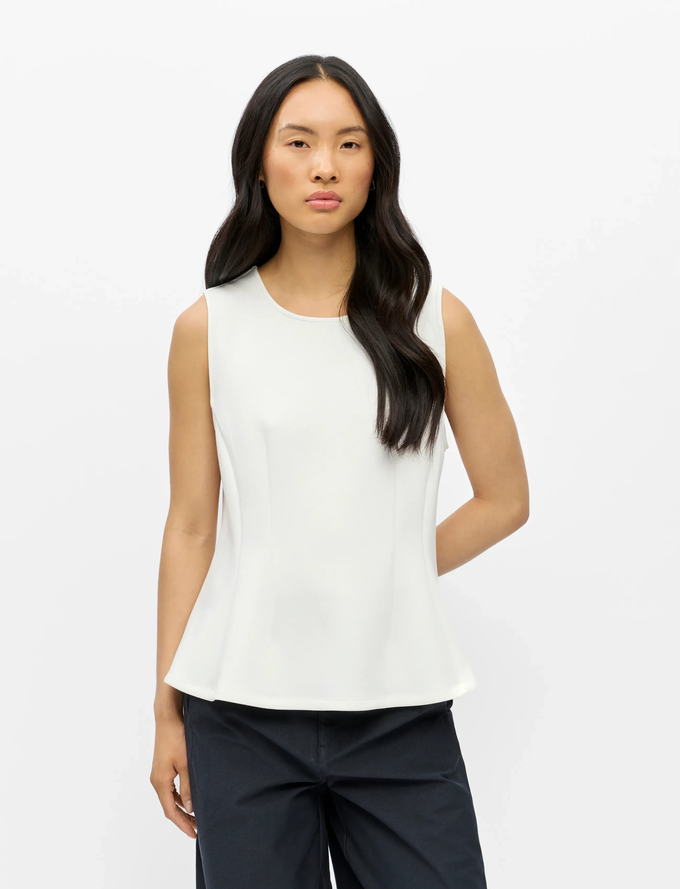 Object Objdorina Sl Sculpture Top E Sp 26, Kvinder, Ærmeløs Peplum Top, Cream, Str: XS
