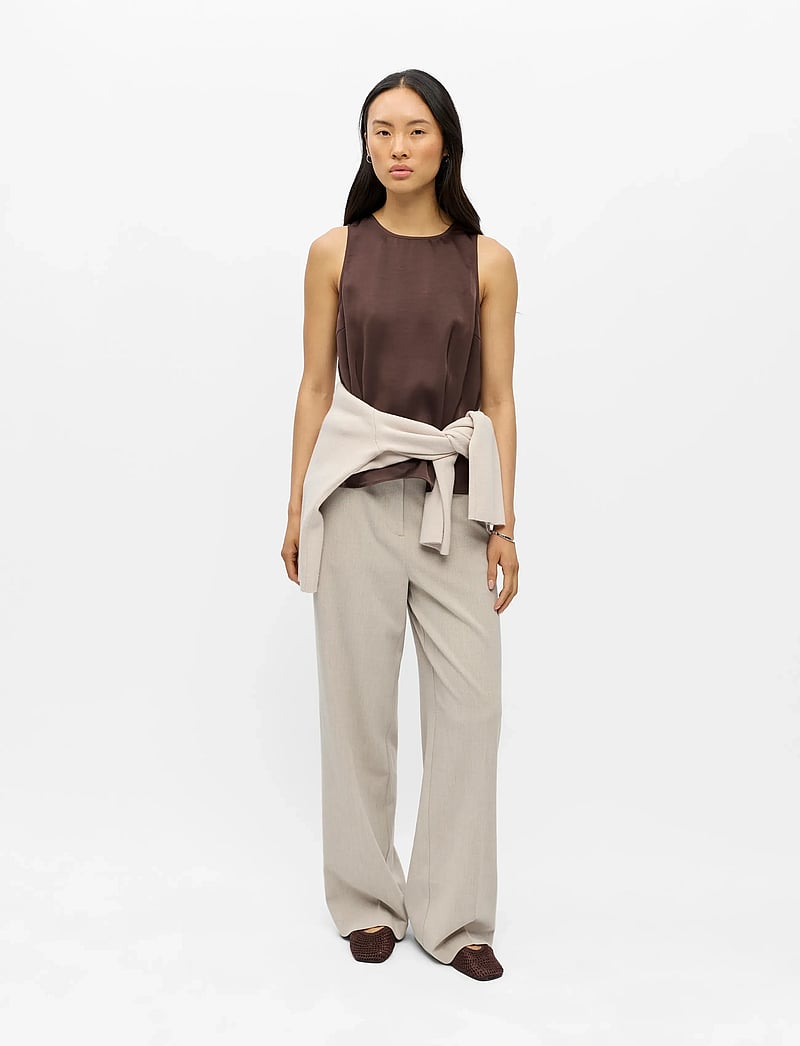 Object - OBJCHILLI LO TANK TOP E SP 26 - Ärmellose tops - seal brown - 0