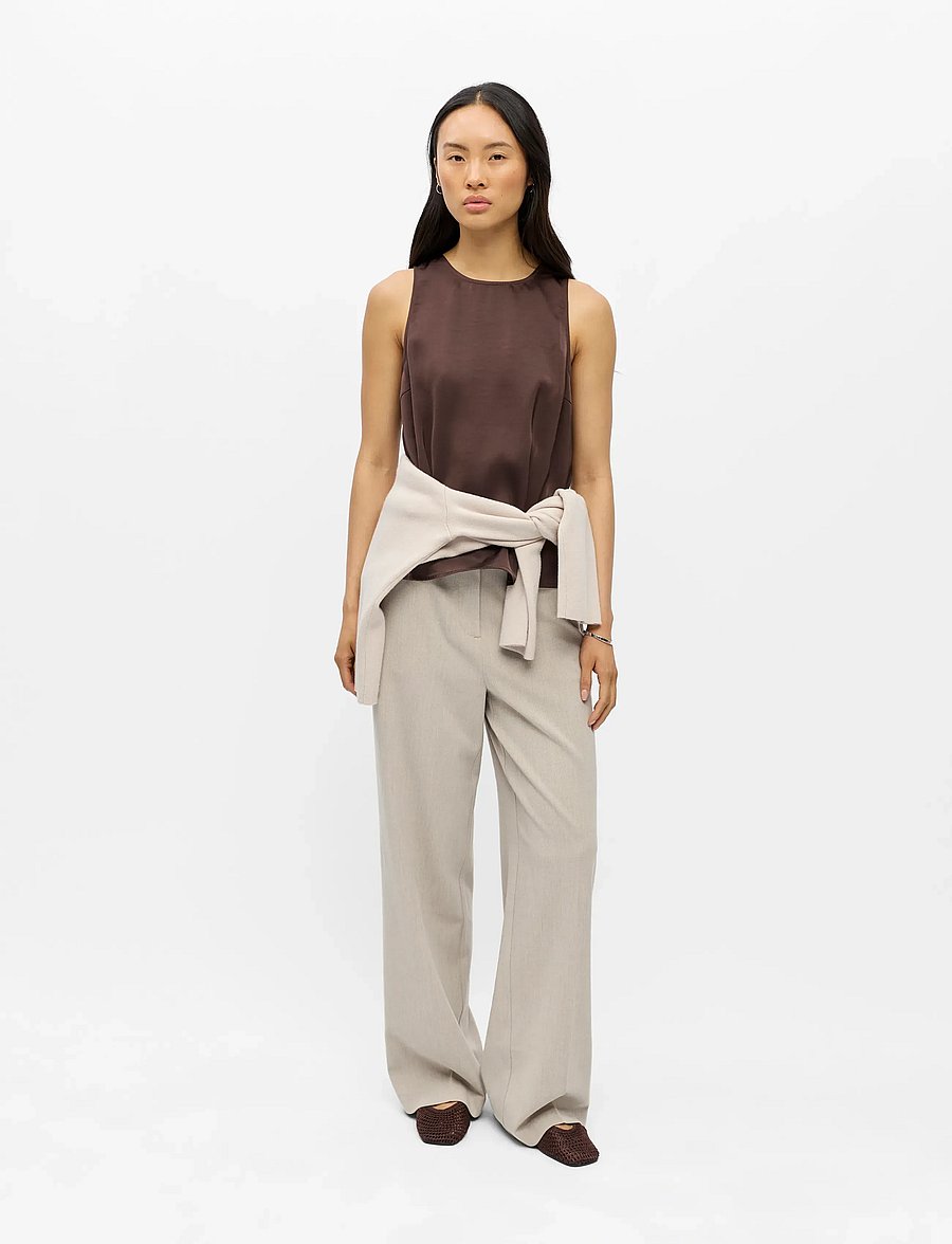 Object - OBJCHILLI LO TANK TOP E SP 26 - Ärmellose tops - seal brown - 0