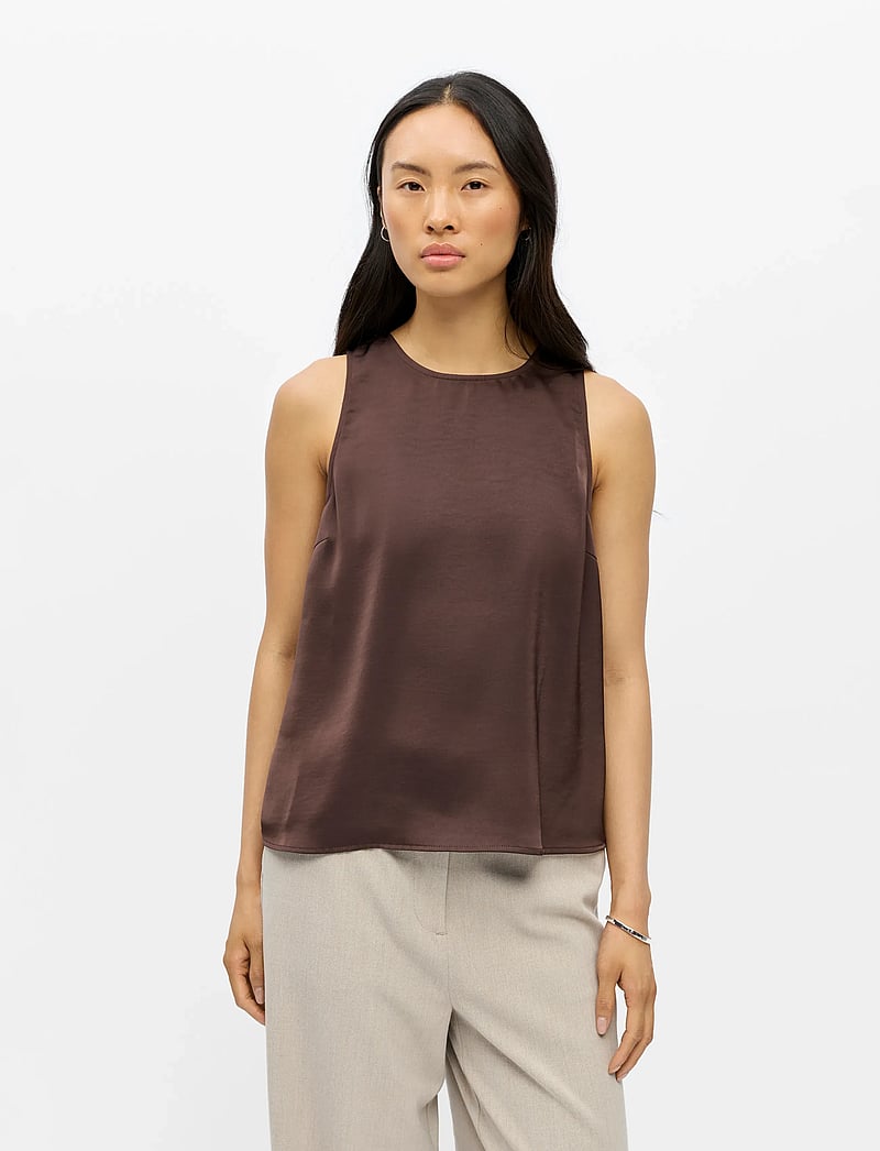 Object - OBJCHILLI LO TANK TOP E SP 26 - Ärmellose tops - seal brown - 4