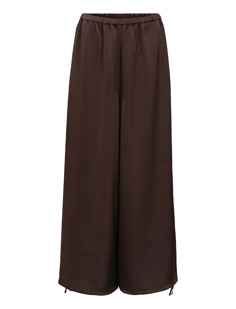 Object - OBJCHILLI SUPER WIDE PANTS E SP 26 - bikses ar platām starām - seal brown - 1