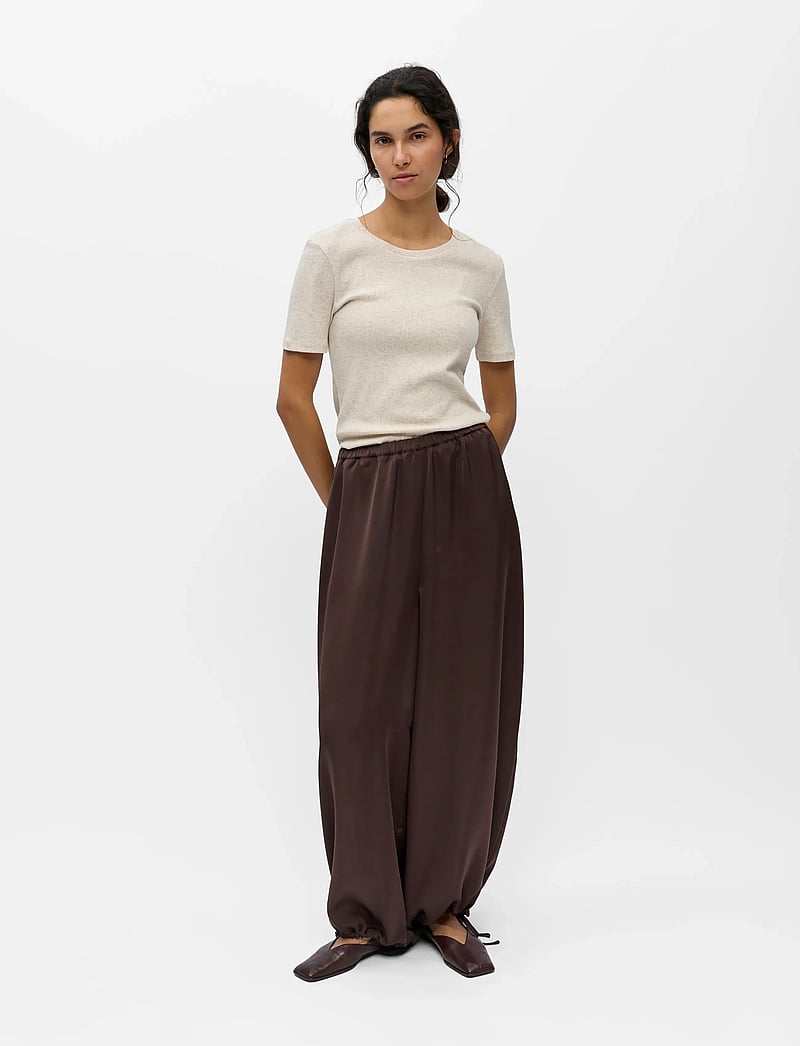 Object - OBJCHILLI SUPER WIDE PANTS E SP 26 - bukser med brede ben - seal brown - 0