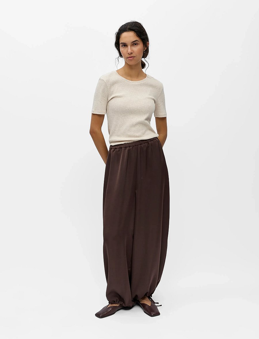 Object - OBJCHILLI SUPER WIDE PANTS E SP 26 - bikses ar platām starām - seal brown - 0