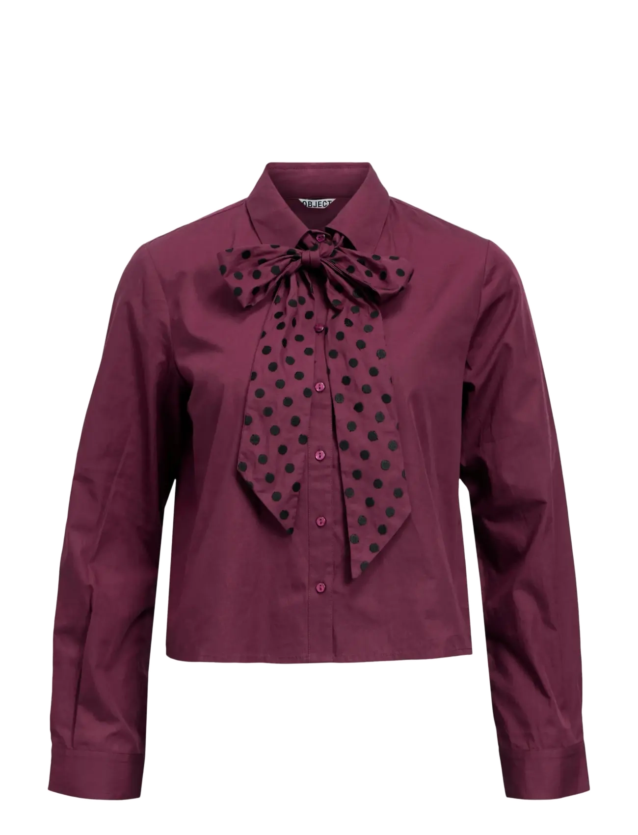 OBJECT Objzane New Re L/S Bow Shirt E Aw Fair 2 Burgundy - 42 - Damen