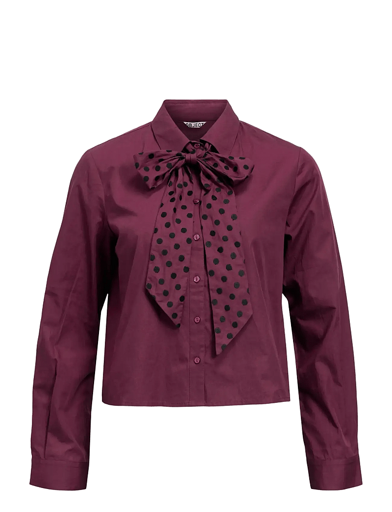 Object - OBJZANE NEW RE L/S BOW SHIRT E AW FAIR 2 - langærmede skjorter - mauve wine - 1