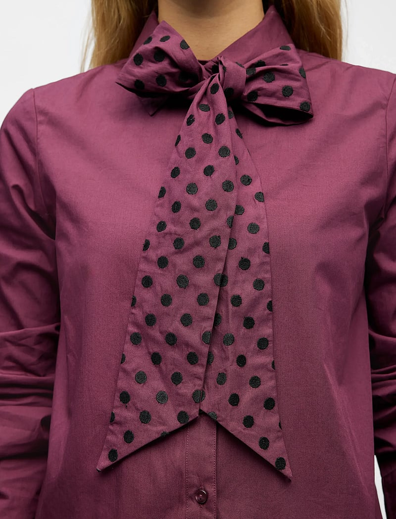 Object - OBJZANE NEW RE L/S BOW SHIRT E AW FAIR 2 - langærmede skjorter - mauve wine - 3